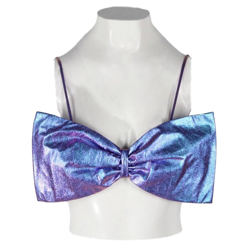Zara sz XS bow bra crop top blogger favorite Holographic